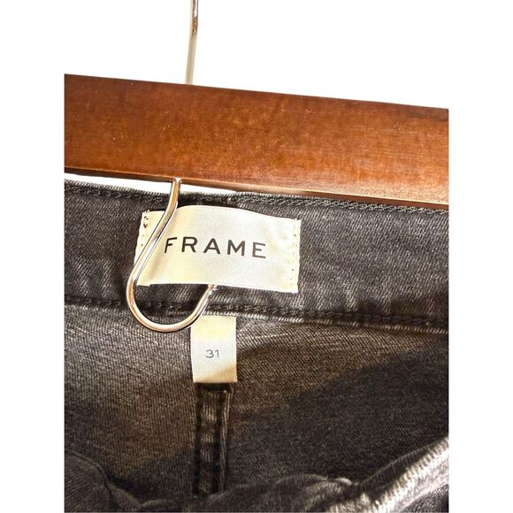 FRAME Le Slim Palazzo Jeans in Broken Black Size 31 - Picture 4 of 5